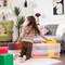 Set of 4 Stackable Storage Bins with Lids Foldable Plastic Organizer Boxes